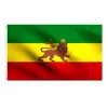 Drapeau du Lion éthiopien Drapeau Rasta 3x5 FT Bannière nationale 90x150cm Cadeau de fête de festival 100D Polyester Drapeaux et bannières imprimés intérieurs et extérieurs