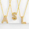 Collier avec initiales anglaises en cristal or 18 carats, chaînes en or, pendentif avec lettres anglaises, collier pour femmes, bijoux à la mode