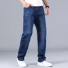 2020 Nya klassiska män s tunna blå jeans avancerad stretch lös rak denim byxor manliga märke byxor plus storlek 40 42 44 LJ200903