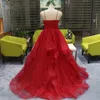 Red Prom Dresses Spaghetti Straps Sparkly paljetter Ruffles ruched Custom Made Gleats Formal Evening Party Gown Vestido de Noche 403 403