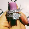925 Sterling Silver Wedding Rings Set Princess CZ för Bridal Women Engagement Anniversary Present Drop Jewelry R4869229A