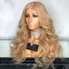 Honey Blonde Glueless Natural Hair Full Machine Body Wave Middle U Part Wig 100% Perruques de cheveux humains avec sangles Peignes 250 Densité