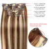 Peruaanse Menselijk Haar 4/613 Kleur Piano Clips In Hair Extensions 70g 100g 100% Virgin Menselijk Haar Inslagen 4/613