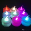 LED Tealight Чайные свечи Бесплатусные светлые красочные желтые аккумуляторы свадебные свадьбы рождественские рождественские украшения 8 цветов