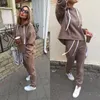 2020 New Fashion Tracksuit Long Sleeve Thicken Hooded Sweatshirts 2 Piece Set Casual Sport Suit Women Tracksuit Set CA6983 X0923