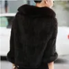Outono inverno senhoras senhoras genuínas de malha mink shale colar de raposa mulheres pashmina envolve casaco de capa nupcial 201214
