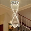 간단한 나선형 계단 긴 샹들리에 램프 빌라 계단 크리스탈 샹들리에 간단한 현대 매달려 와이어 크리스탈 천장 램프