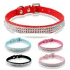 2 021 Gorący Sprzedawanie Rhinestone Diamante Dog Collars Moda PU Skórzana Biżuteria Pet Collar Naszyjnik Puppy 4 Rozmiary 5 Kolory