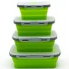 4 шт. Silicone Lunch Box Портативная чаша Красочный складной пищевой контейнер для контейнера для еды 350/500/800/1200 мл Eco-Friendly 201120