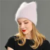 Yeni katı yün bere örme kış şapkası sıcak yumuşak modaya uygun basit Kore tarzı kadınlar sıradan tüm eşleştirme kaşmir örme bere y201024