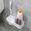 Wall Mounted Toilet Brush Holder Set Wash Room Plastic Storage Shelf Rack Cleaner Bathroom Accessories Y200407