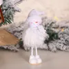 Ornamento di Natale Peluche in seta argento Postura in piedi Babbo Natale bianco Pupazzo di neve Principessa bambola Finestra Decorazione natalizia WVT1071