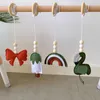 4 pçs / conjunto de madeira maciça fitness rack pingente de crianças decoração bebê bebê ginásio brinquedo pendurado ornamentos 220216