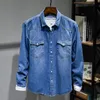 Japanese Korean Trend Long-sleeved Retro Denim Shirt Men's Fashion Casual All-match Jean Shirt Jacket Male High-end Brand Tops 220222