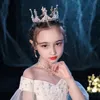 Lüks Altın Inci Çocuklar Taç Kristal Rhinestone Yuvarlak Tiara Kronlar Çocuk Kızlar Için Kadınlar Için Prenses Diadems Düğün Saç Takı J0113