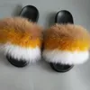 Pantofole di peluche calde invernali da donna piatte sandali di pelliccia con punta aperta donne diapositive donna fuori soffice pelliccia di volpe infradito scarpe da casa 45 Y201026