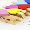 50pcs/lot Cute Colored Wood Clips Heart Shape Clothespins clip 3cm Mini photos clips Creative DIY hand drawing clips Paper Peg LX3406