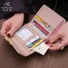new wallet women's short leather folding multi-function buckle printing card bag versatile purse