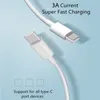 PD 12W 1m 3FT USB Type C à C Câbles de ligne de données Cordons de charge rapide Câble de chargeur pour iPhone 11 12 13 14 Pro Max et Samsung Galaxy Andorid téléphone iPhone câble