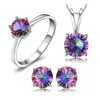 Mystic Topaz Chain Pendant Collier Bonques d'oreilles Ring Set 925 Sterling Silver Gemstones Bijoux Silver 925 Bijoux pour femmes 2009197Z