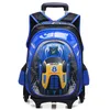 3D School Tags on Wheels Trolley Wireed Kids Rolling Backpacks for Boy Children Travel Bag 201117