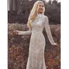 Vintage Haak Kant Bohemian Trouwjurken 2022 Hoge Hals Lange Mouwen Pastrol Mermaid Fishtail Bruidsjurken Robe de Mariée