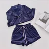 Daeyard Silk Pyjamas For Women Short Sleeve Loungewear Satin Pyjamas Femme Sexig Pijama Sleepwear 2st PJ Set Nightwear Homewear T200701