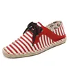 Män Kvinnor Casual Shoes Canvas Sneakers Stripe Black White Red Grey Mens Traners Jogging Walking Fifteen