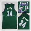 Costume Personalizado Masculino de Basquete Jerseys 34 Allen Vest Green Vest Jersey S-XXL NCAA