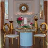Dekoration Modern gyllene rostfritt stål ram spegel glas topp rund bankett bröllop bord seny876