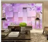 3 d紫色のファンタジーの壁紙テレビの背景の壁の装飾絵画3d立体模様の壁紙