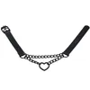 Kvinna Svart Chokers Collar Halsband PU Läder Goth Chain Choker Halsband Party Club Sexig Gothic Femme Smycken