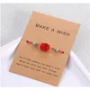 Handmade Druzy Resin Stone Bracelet Make A Wish Card Wax Rope Braided Bracelets Bangles With Rice Bead For Wo sqcZNi dhseller2010