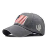 Fashion Luxe Unisexe Baseball Capuchon lavé des lettres anciennes en détresse Classic drapeau américain chapeau de coton réglable