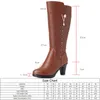 Heißer Verkauf Damen Winter 2020 neue echtes Leder weibliche Größe 43 warme hochhackige Wolle Trend Reitstiefel Frauen