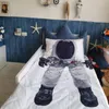 2ピースの遊び心のあるリネン布団カバー子供の寝具セットキッズギフトシングルベッドリネンキャプテン宇宙飛行士警察署長1pillowcase c0223