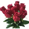 11 sztuk Real Touch Pu Róże Sztuczne Naturalne Patrząc Faux Rose Flowers for Wedding Party Floral Decoration 201222