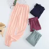 Japanese pajamas men and women spring autumn home pants cotton washed double gauze loose comfortable trousers casual LJ200822