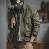 Madden Men's Retro Blazer Jacket Army Green and Blue Multi-poches M65 Denim Jacket Men's Military Broded Denim Jacket 201127