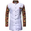 Mens Tracksuits 아프리카 의류 Two Piece Suit 흰색 인쇄 Dashiki 남성용 긴 소매 셔츠 탑과 바지 Bazin Riche Africa Outfit