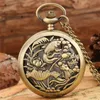 Bronze carpe montre de poche demi chasseur boîtier hommes femmes Quartz analogique montres collier pendentif chaîne horloge à collectionner