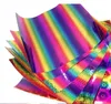 Naklejki samochodowe Naklejki Szkło Rainbow Gradient Pet Handmade DIY Konfigurowalny samoprzylepny Pokrywa Światło odblaskowe Film Holograficzny RRA12038