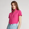 Polo feminino camiseta feminina verão clássico casual manga curta camiseta com lapela multi-botões pequeno cavalo multicolorido slim fit roupas para todos os jogos tamanho asiático moda