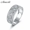 AINOUSHI Vintage Style Hollow Cross Wedding Ring Art Deco Jewelry Pure 925 Silver Ring WomenArt Deco Anillo 925 Mujer Y200106