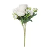 人工白牡丹フラワーブーケリビングルーム花瓶装飾ホームウェディングピンクホワイト装飾花6色