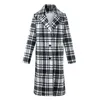 Engeland -stijl vrouwen dunne plaid lange jas herfst oversized casual overjas vintage ol fashion outdarnen vrouwelijke Koreaanse lange jassen lj201106