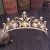 Forseven Kvinnor Tjej Prinsessan Runda Bröllop Brud Bröllop Hår Smycken Tillbehör Imitation Pearl Sunflower Alloy Crown Tiaras J0121