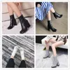 Stiefel Split Toe Frauen Ninja Tabi Stiefel Frau Knöchel Leder Boot Bling Marke Design Runde Heels Schwein Füße Schuhe Dame hohe 220310