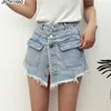 Denim Spodenki Panie Wysokiej Jakości Sprzedaż Środkowej Pas Kobiet Letnie Skorty Spódnice Slim Niebieskie Krótkie Dżinsy Vintage Krótkie Krótkie Feminino T200701