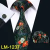 2020 Barry.Wang 20 Colors 8.5cm Print Paisley Necktie Hanky Cufflinks Set Green Silk Ties For Men Wedding Party Business